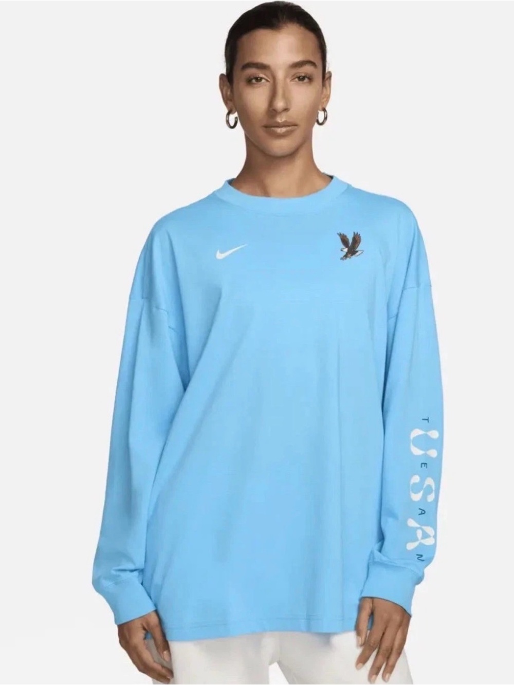 Nike Women’s Long Sleeve Essential Tee Team USA Eagle Cotton Loose Fit Small NWT